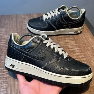 Nike Air Force 1 Low 2003 Croc Shoes Sneakers Black Rare Size‎ 7